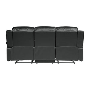 English Elm Black Faux Leather Reclining Sofa and Loveseat Set with Pillow Arms for Living Room B011S05307