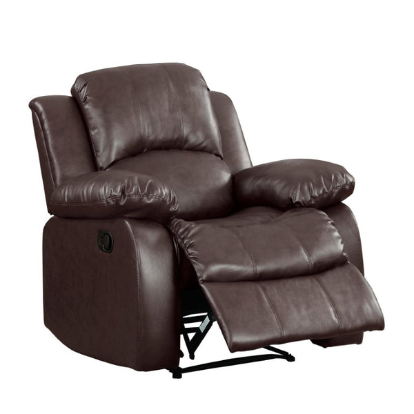 English Elm Brown Faux Leather Reclining Sofa and Loveseat Set with Pillow Arms Living Room 3pc B011S05308