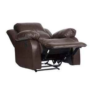 English Elm Brown Faux Leather Reclining Sofa and Loveseat Set with Pillow Arms Living Room 3pc B011S05308