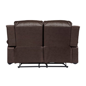 English Elm Brown Faux Leather Reclining Sofa and Loveseat Set with Pillow Arms Living Room 3pc B011S05308