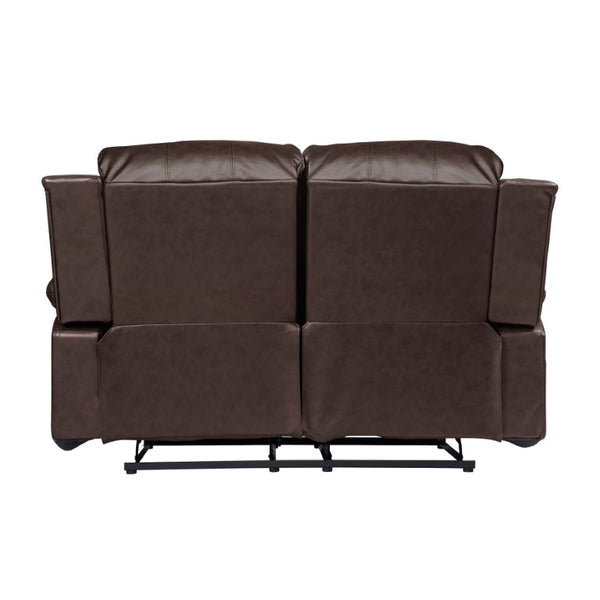 English Elm Brown Faux Leather Reclining Sofa and Loveseat Set with Pillow Arms Living Room 3pc B011S05308