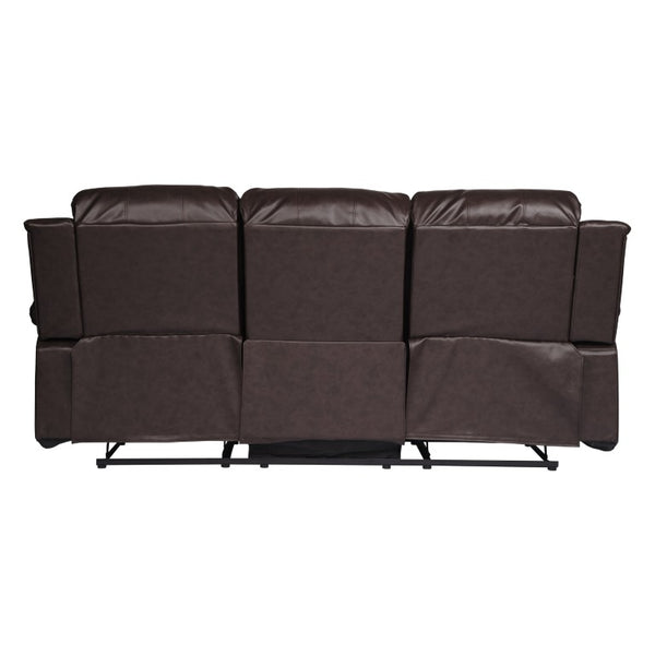 English Elm Brown Faux Leather Reclining Sofa and Loveseat Set with Pillow Arms Living Room 3pc B011S05308