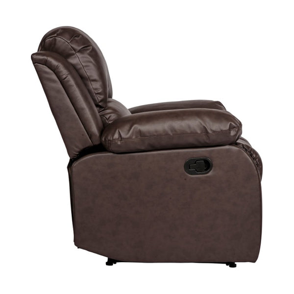 English Elm Brown Faux Leather Reclining Sofa and Loveseat Set with Pillow Arms Living Room 2pc B011S05309