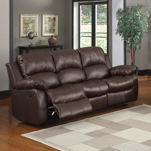 English Elm Brown Faux Leather Reclining Sofa and Loveseat Set with Pillow Arms Living Room 2pc B011S05309