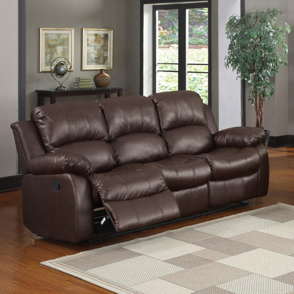 English Elm Brown Faux Leather Reclining Sofa and Loveseat Set with Pillow Arms Living Room 2pc B011S05309