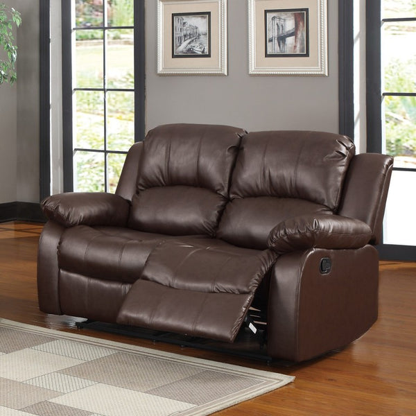 English Elm Brown Faux Leather Reclining Sofa and Loveseat Set with Pillow Arms Living Room 2pc B011S05309