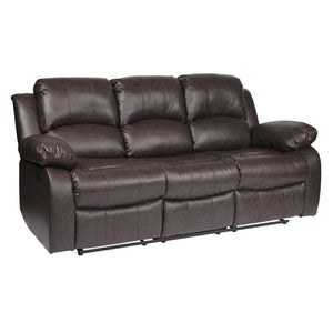 English Elm Brown Faux Leather Reclining Sofa and Loveseat Set with Pillow Arms Living Room 2pc B011S05309