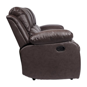 English Elm Brown Faux Leather Reclining Sofa and Loveseat Set with Pillow Arms Living Room 2pc B011S05309