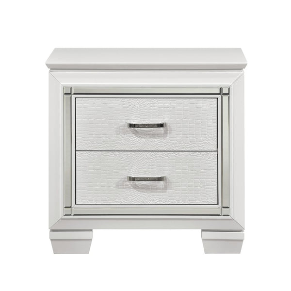 English Elm California King Glam Bedroom Set with LED Lighting Crystal Hardware Silver Finish B011S05339