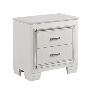 English Elm California King Glam Bedroom Set with LED Lighting Crystal Hardware Silver Finish B011S05339