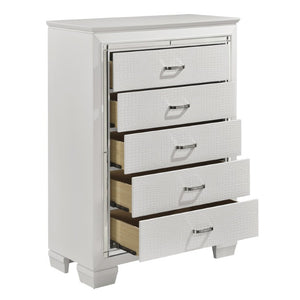English Elm California King Bedroom Set with LED Lighting Tufted Faux Leather Glam Silver Finish B011S05340