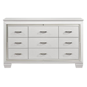English Elm California King Bedroom Set with LED Lighting Tufted Faux Leather Glam Silver Finish B011S05340