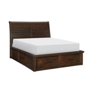 English Elm California King Sleigh Bed Set Mango Veneer Brown Finish Transitional Bedroom B011S05354