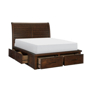 English Elm Queen Sleigh Bedroom Set with Mango Veneer Dresser Mirror and Nightstands B011S05356