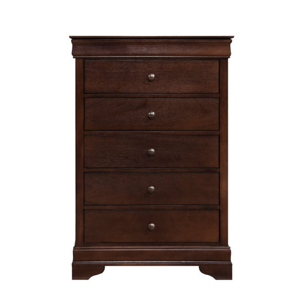 English Elm Twin Sleigh Bed Six Piece Bedroom Set Louis Philippe Style Okume Veneer Dark Cherry B011S05395