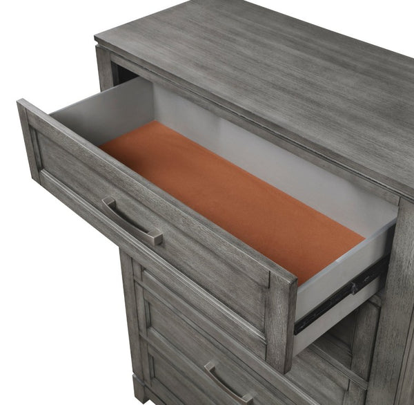 English Elm Eastern King Bedroom Set with Okume Veneer Storage Bed Dresser and Nightstands B011S05396