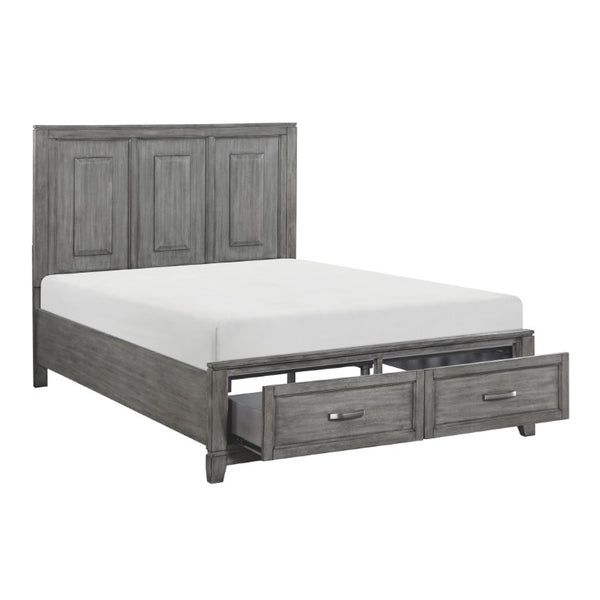 English Elm Eastern King Bedroom Set with Okume Veneer Storage Bed Dresser and Nightstands B011S05396