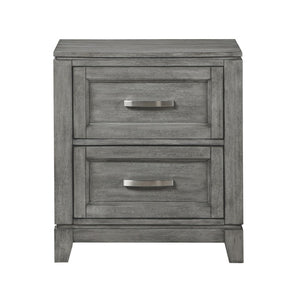 English Elm Queen Bedroom Set 6 Piece Okume Veneer Gray Finish with Storage Footboard B011S05401