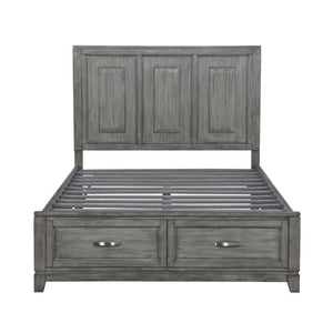English Elm Twin Bedroom Set with Okume Veneer Dresser Mirror Nightstands Gray Finish B011S05404