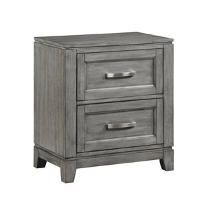 English Elm Twin Bedroom Set with Okume Veneer Dresser Mirror Nightstands Gray Finish B011S05404