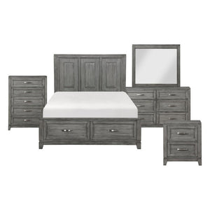 English Elm Twin Bedroom Set Six Piece Okume Veneer Gray Finish with Satin Nickel Hardware B011S05405