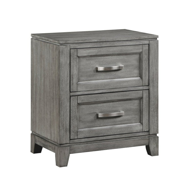 English Elm Twin Bedroom Set Six Piece Okume Veneer Gray Finish with Satin Nickel Hardware B011S05405