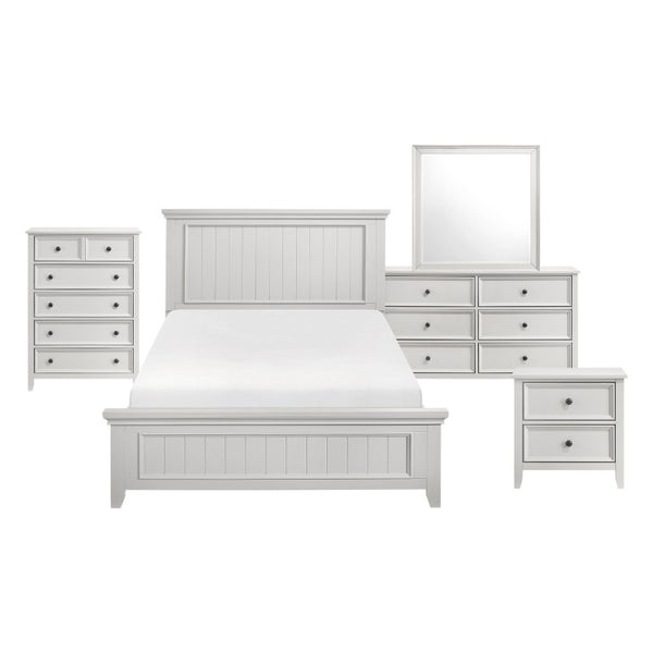 English Elm Full Bedroom Set Six Piece Farmhouse Collection with Shiplap Panel Off White Wood B011S05413