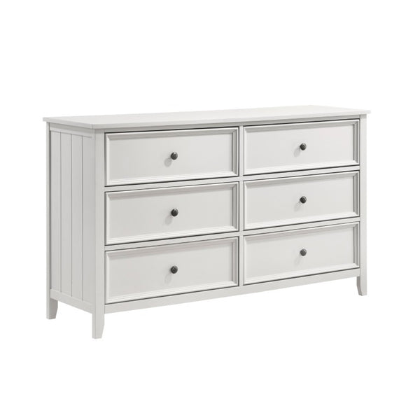 English Elm Full Bedroom Set Six Piece Farmhouse Collection with Shiplap Panel Off White Wood B011S05413