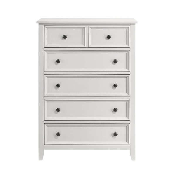 English Elm Full Bedroom Set Six Piece Farmhouse Collection with Shiplap Panel Off White Wood B011S05413
