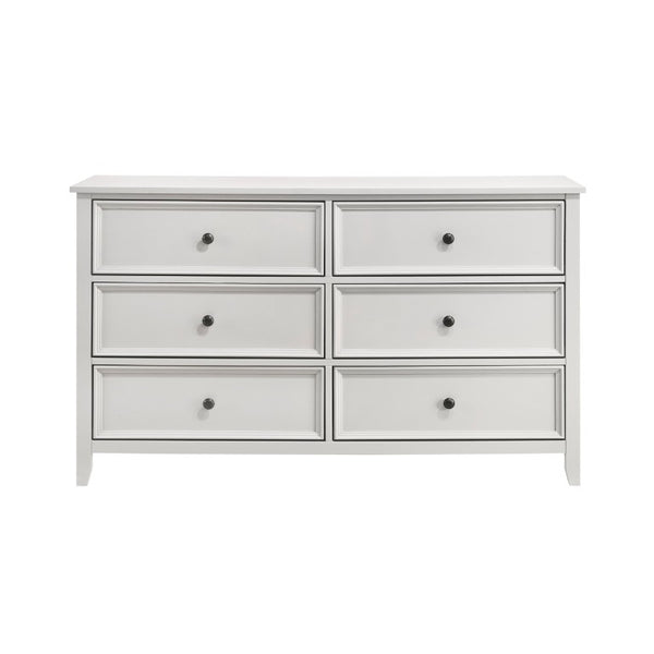 English Elm Full Bedroom Set Six Piece Farmhouse Collection with Shiplap Panel Off White Wood B011S05413