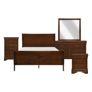 English Elm Queen Sleigh Bedroom Set 6 Piece Louis Philippe Style Rich Brown Cherry Wood B011S05425