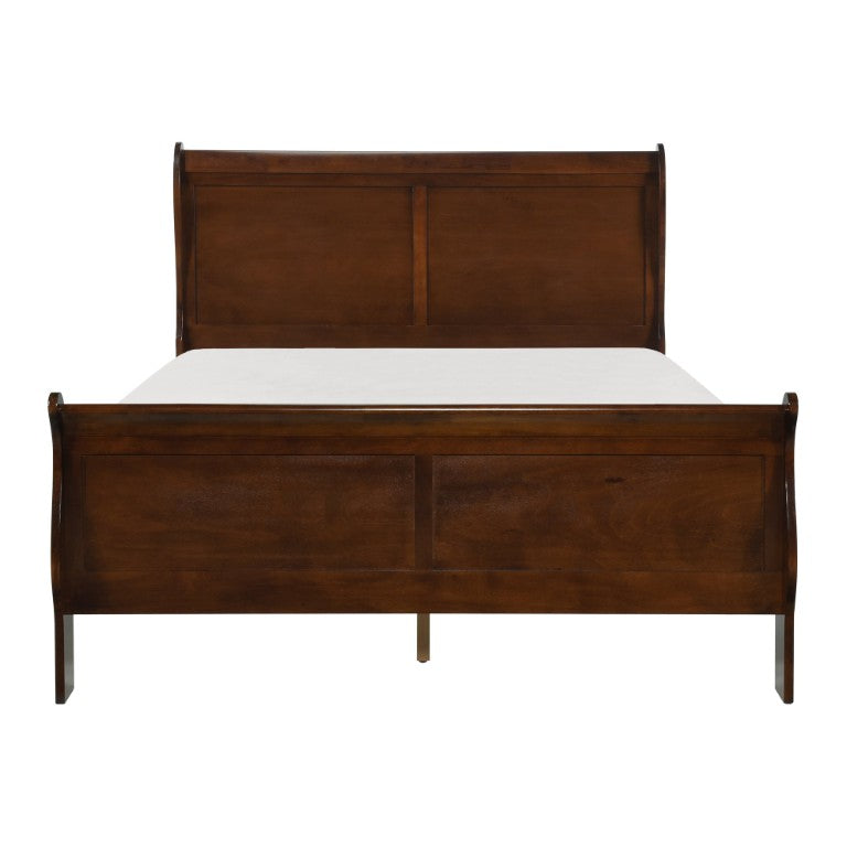 English Elm Queen Sleigh Bedroom Set 6 Piece Louis Philippe Style Rich Brown Cherry Wood B011S05425