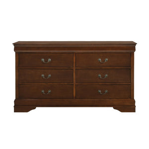 English Elm Queen Sleigh Bedroom Set 6 Piece Louis Philippe Style Rich Brown Cherry Wood B011S05425