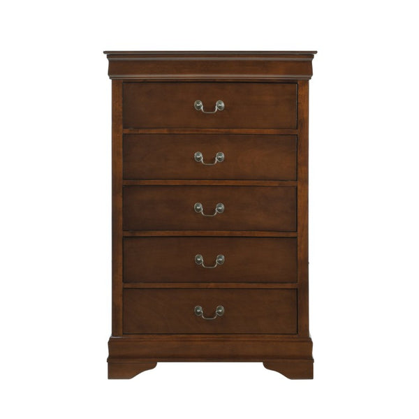 English Elm Full Sleigh Bed Six Piece Bedroom Set Louis Philippe Style Burnished Cherry Veneer B011S05427