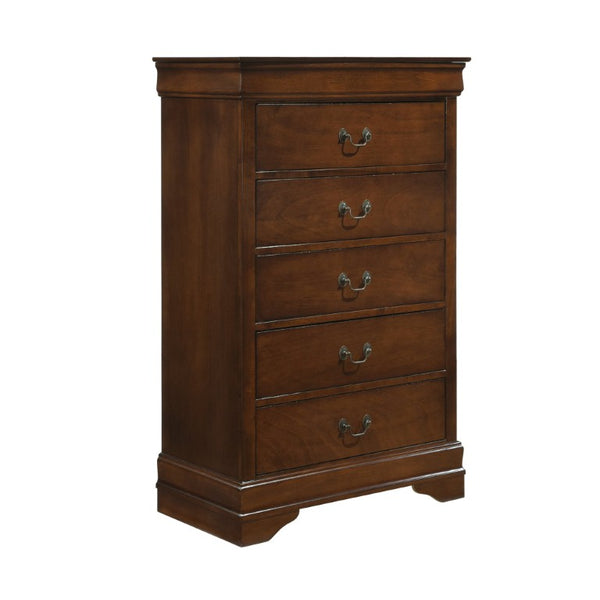 English Elm Full Sleigh Bed Six Piece Bedroom Set Louis Philippe Style Burnished Cherry Veneer B011S05427
