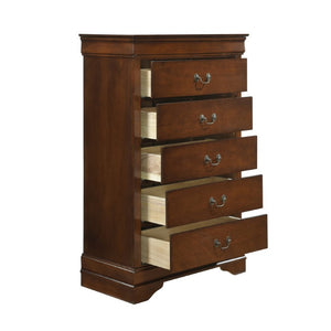 English Elm Full Sleigh Bed Six Piece Bedroom Set Louis Philippe Style Burnished Cherry Veneer B011S05427