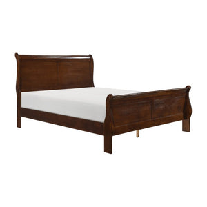 English Elm Full Sleigh Bed Six Piece Bedroom Set Louis Philippe Style Burnished Cherry Veneer B011S05427