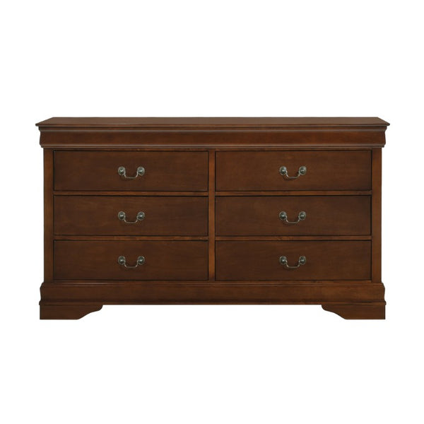 English Elm Full Sleigh Bed Six Piece Bedroom Set Louis Philippe Style Burnished Cherry Veneer B011S05427