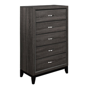 English Elm Full Six Piece Bedroom Set with Wood Grain Melamine Veneer in a Gray Finish B011S05437