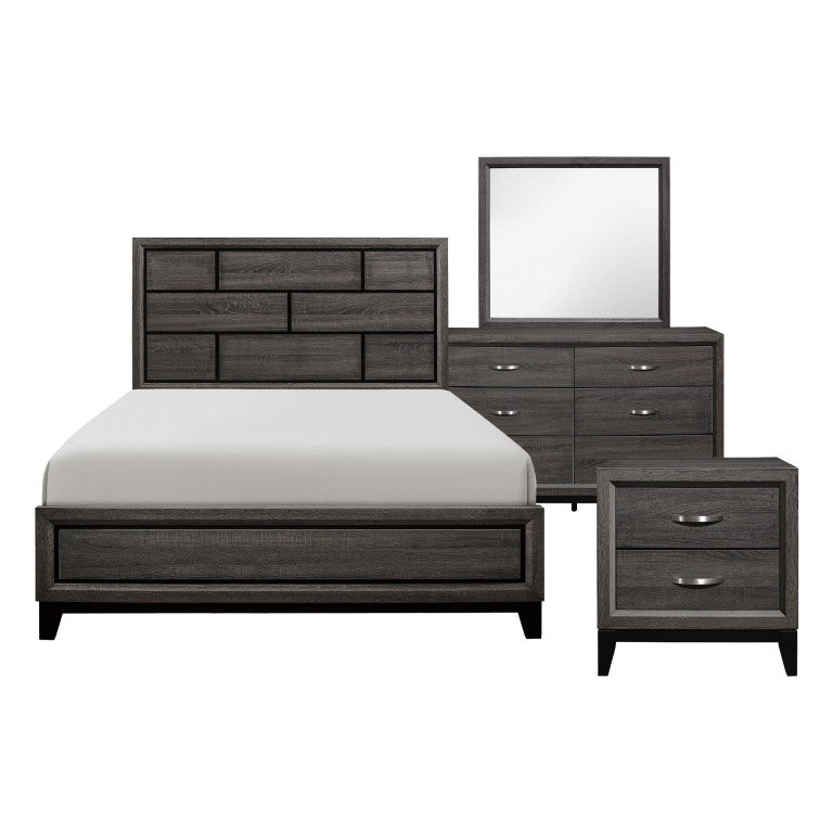 English Elm Twin Bedroom Set Five Piece Modern Gray Melamine Veneer with Dresser and Nightstands B011S05438