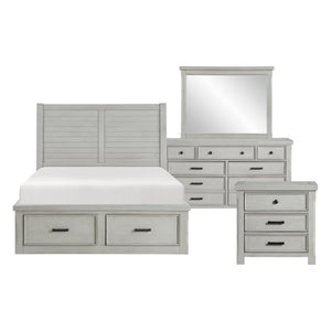 English Elm California King 5 Piece Bedroom Set Gray Panel Bed with Under Drawer Storage B011S05448