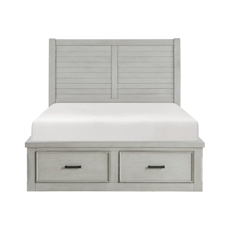 English Elm California King 5 Piece Bedroom Set Gray Panel Bed with Under Drawer Storage B011S05448