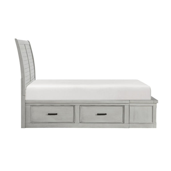 English Elm California King 5 Piece Bedroom Set Gray Panel Bed with Under Drawer Storage B011S05448