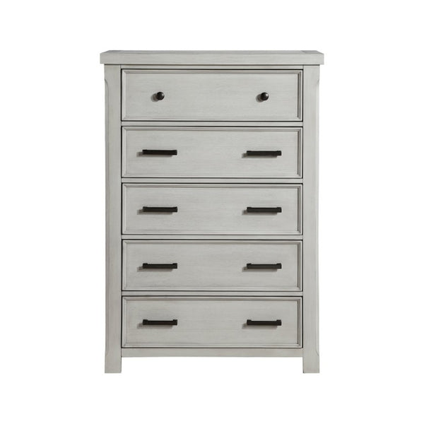 English Elm California King Bedroom Set Six Piece Gray Panel Bed Dresser Chest Nightstands B011S05449