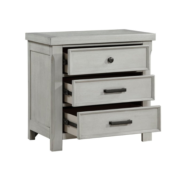 English Elm Queen Storage Bed Six Piece Bedroom Suite in Acacia Wood with Light Gray Panel Design B011S05451