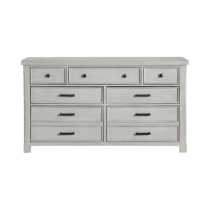 English Elm Queen Storage Bed Six Piece Bedroom Suite in Acacia Wood with Light Gray Panel Design B011S05451