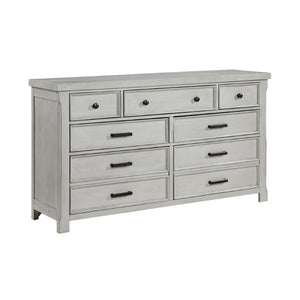 English Elm Queen Storage Bed Six Piece Bedroom Suite in Acacia Wood with Light Gray Panel Design B011S05451