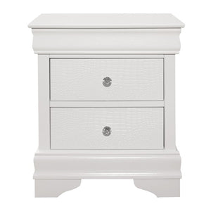 English Elm Eastern King Glam Bedroom Set with LED Tufted Headboard and Crystal Hardware White B011S05458