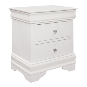 English Elm Eastern King Glam Bedroom Set with LED Tufted Headboard and Crystal Hardware White B011S05458