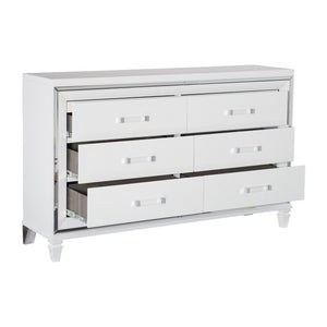 English Elm California King Glam Bedroom Set LED Lit Headboard Mirrored Trim 5 Piece Suite B011S05474
